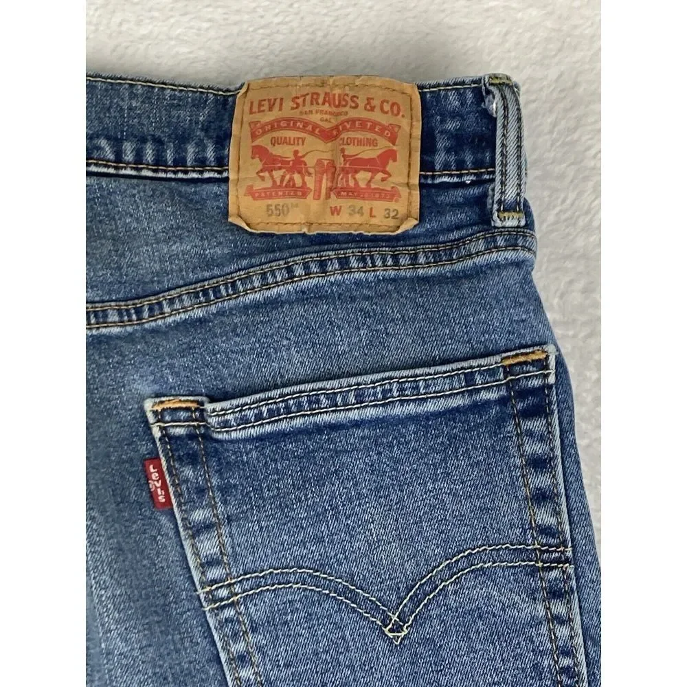 Levi's 550 Straight Leg Denim Jeans Mens Blue Size 34x32 (32x31 Measured)‎